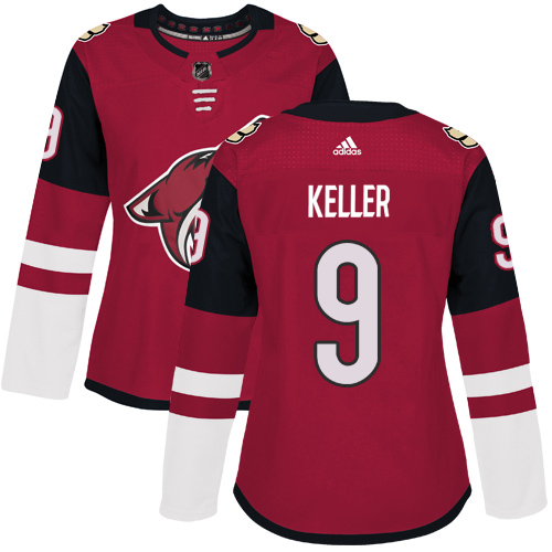 Adidas Arizona Coyotes #9 Clayton Keller Maroon Home Authentic Women Stitched NHL Jersey